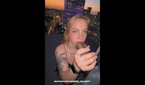 Blonde Great view sucking a Bbc