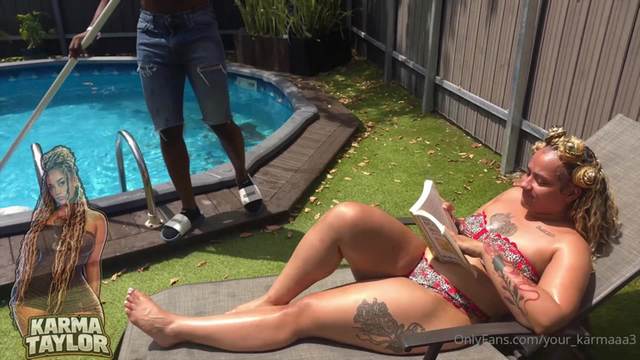 Chubby fucks the pool cleaner
