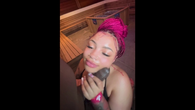 Chubby sucking Bbc in Sauna